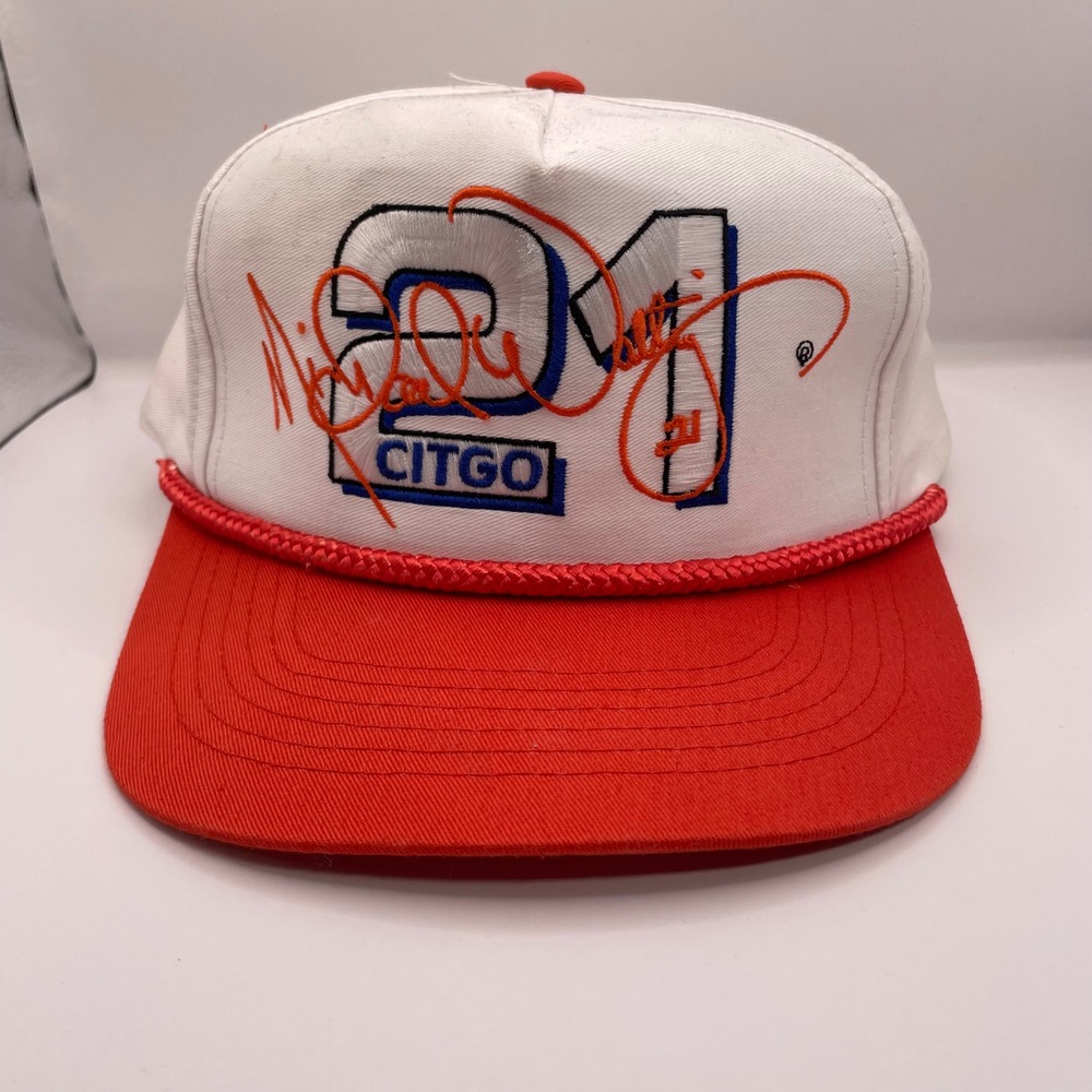 Vintage Michael Waltrip 21 Citgo Racing Hat Snapback Red White Rope Trucker Cap